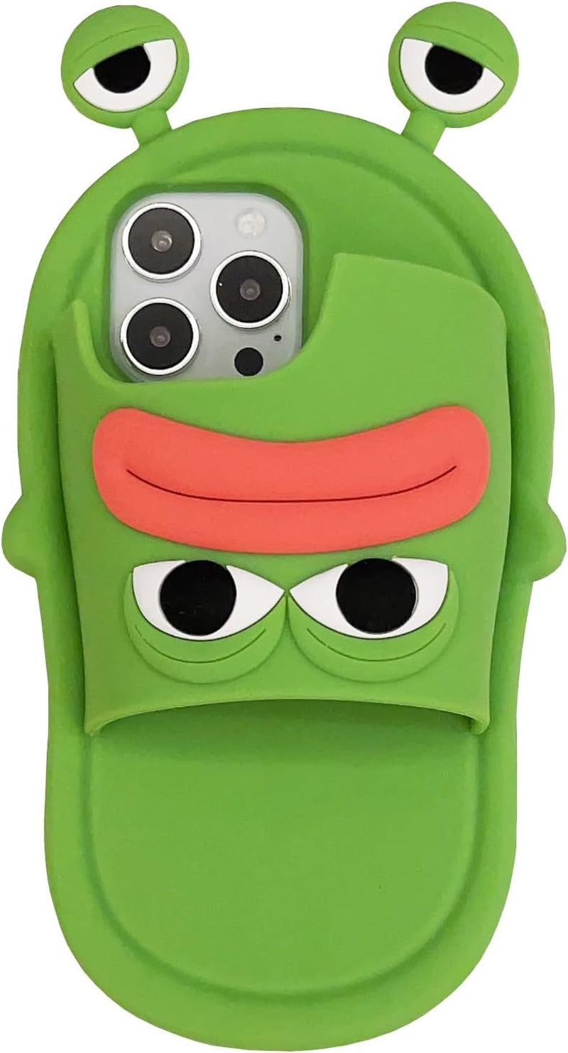 Yatchen Kawaii Phone Cases Apply to Iphone 11,Cute Cartoon Green Slippers Phone Case with Banana Flip Flops Phone Case 3D Case Soft Silicone Protctor Women Girls for Iphone 11  Yatchen Slippers Frog Iphone 13 Pro Max 