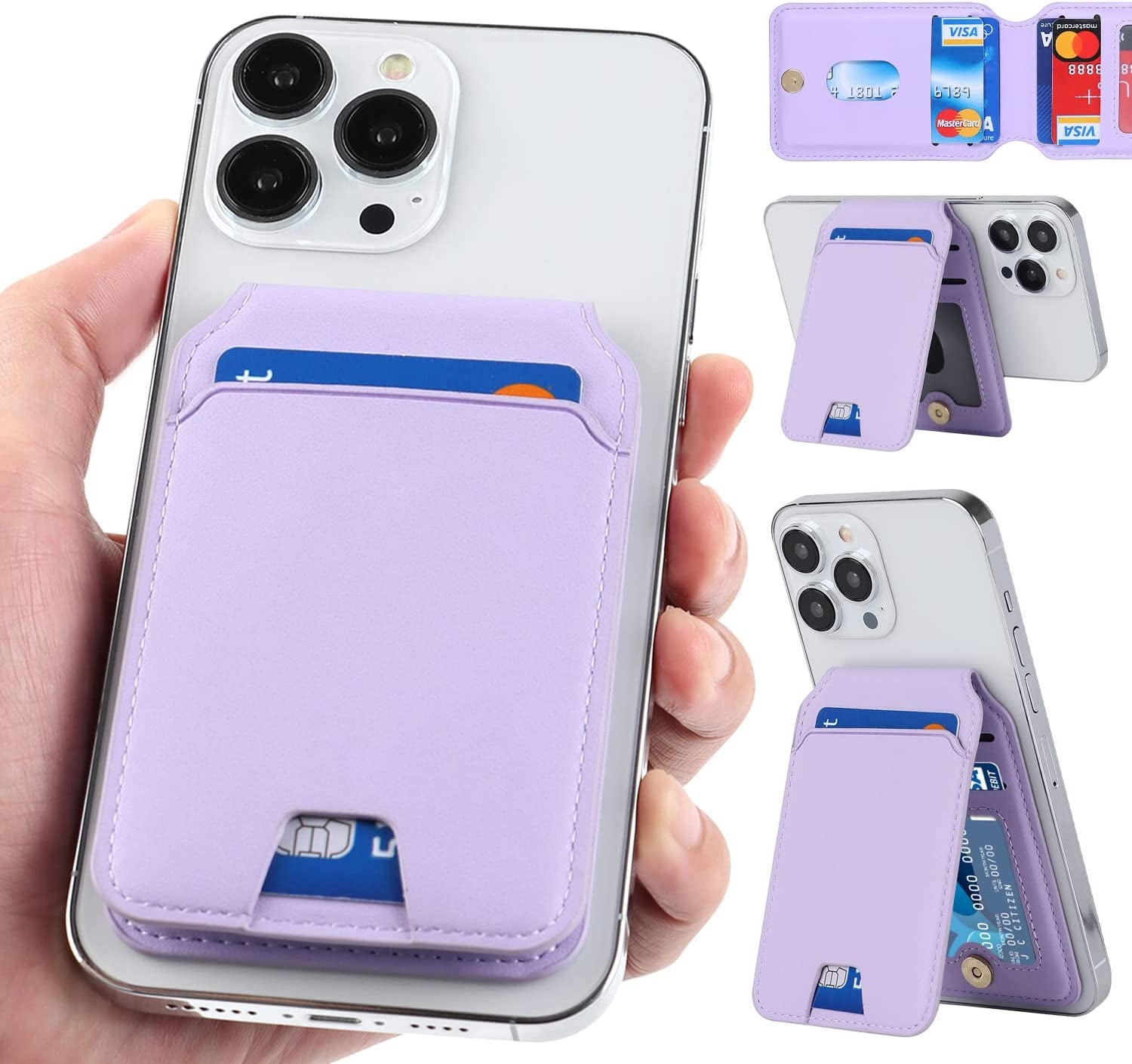 Cavor for Apple Wallet Magsafe Magnetic Phone Magsafe Wallet 14 Pro Max/14 Pro/14/14 Plus/13/12 Magsafe Card Holder,Phone Mag Safe Wallet as Credit for Iphone 14/13/12 Mini Series,Purple  Cavor   