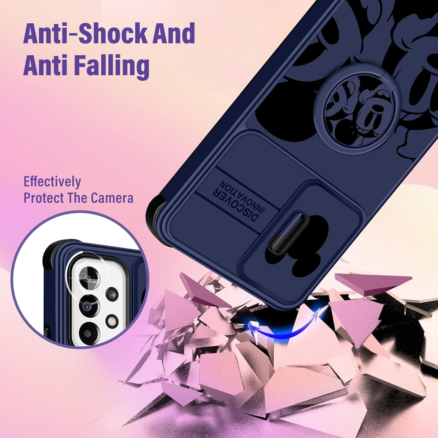 Oqpa for Samsung Galaxy A53 5G Case Cute Cartoon for Women Girly Girls Boys Kids Kawaii Funny Samsung A53 Phone Case Cover with Camera Cover+Ring Holder for Galaxy A53 5G, Happy Miki  meitong2020   