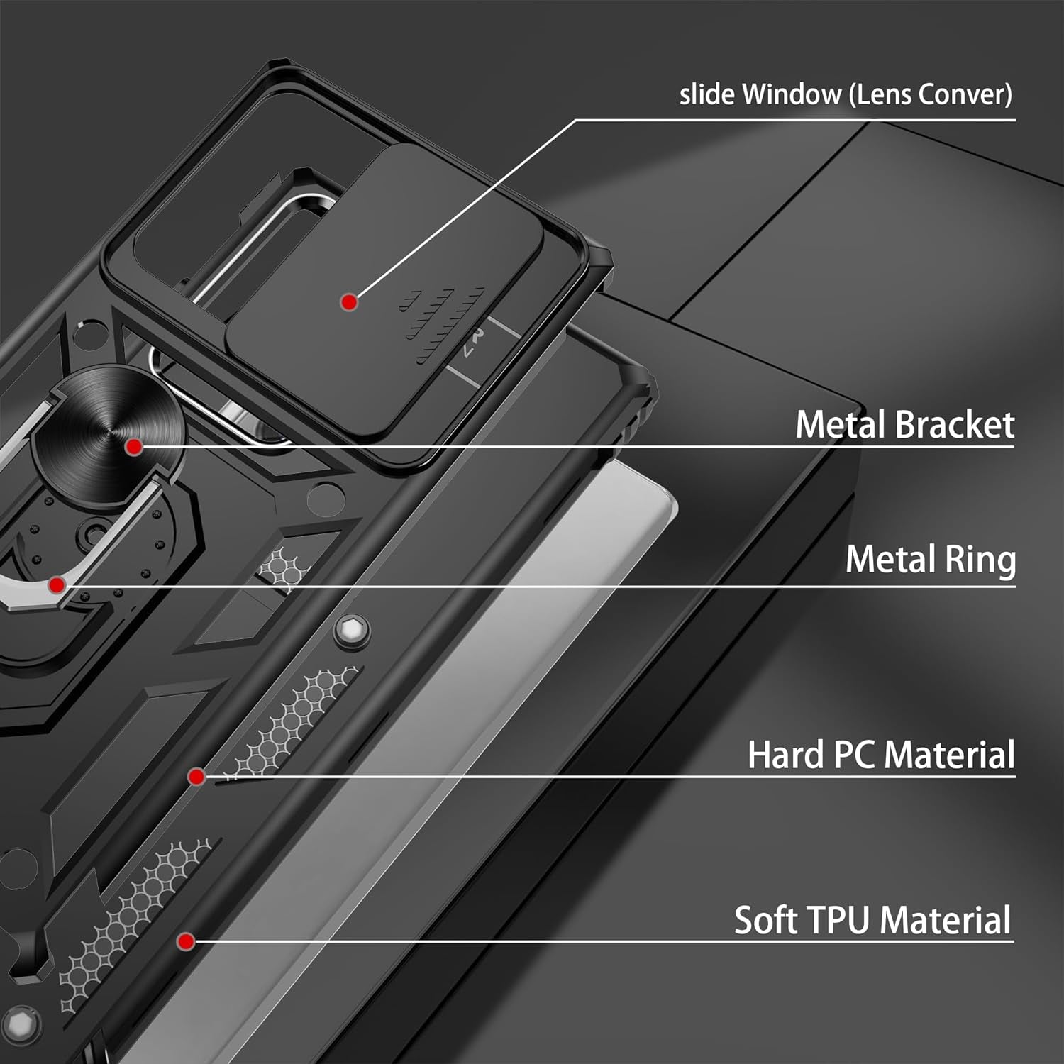 ATUMP for Samsung Galaxy Note 20 Ultra Case with HD Screen Protector, Build in 360° Rotating Ring Kickstand [Military Grade] Protective Case for Galaxy Note 20 Ultra, Black  Atump   