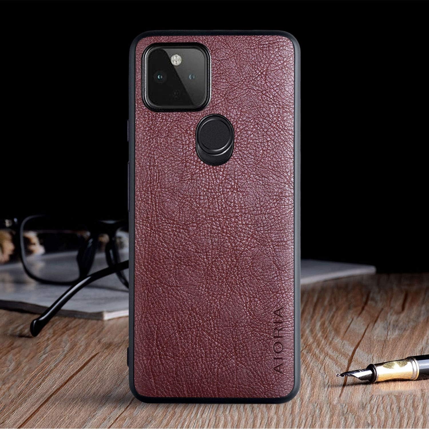 AIORIA for Google Pixel 4A 5G Case (Not Fit 4A 4G), 6.2 Inch Premium PU Leather Cover Retro Business Design Full Protective Case for Google Pixel 4A 5G (Coffee)  AIORIA   
