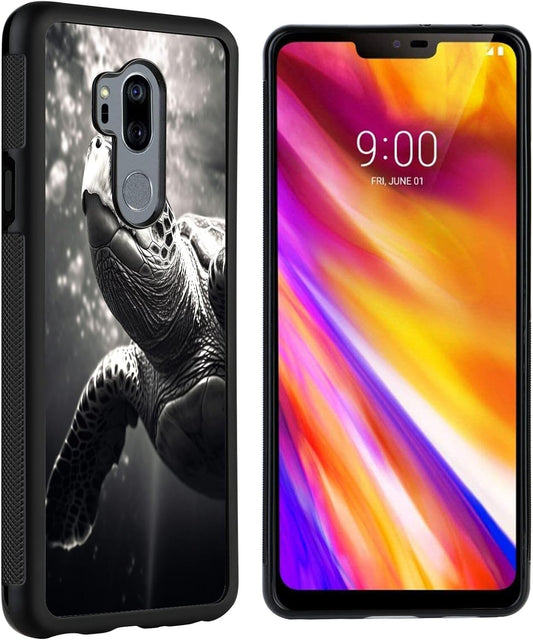 Deweidirect Phone Case for LG G7 Thinq with Sea Turtle Designer Art012 Black Slim Rubber Frame Full Body Protection Cover Case for LG G7 Thinq Drop Protection  JINXIUSS   