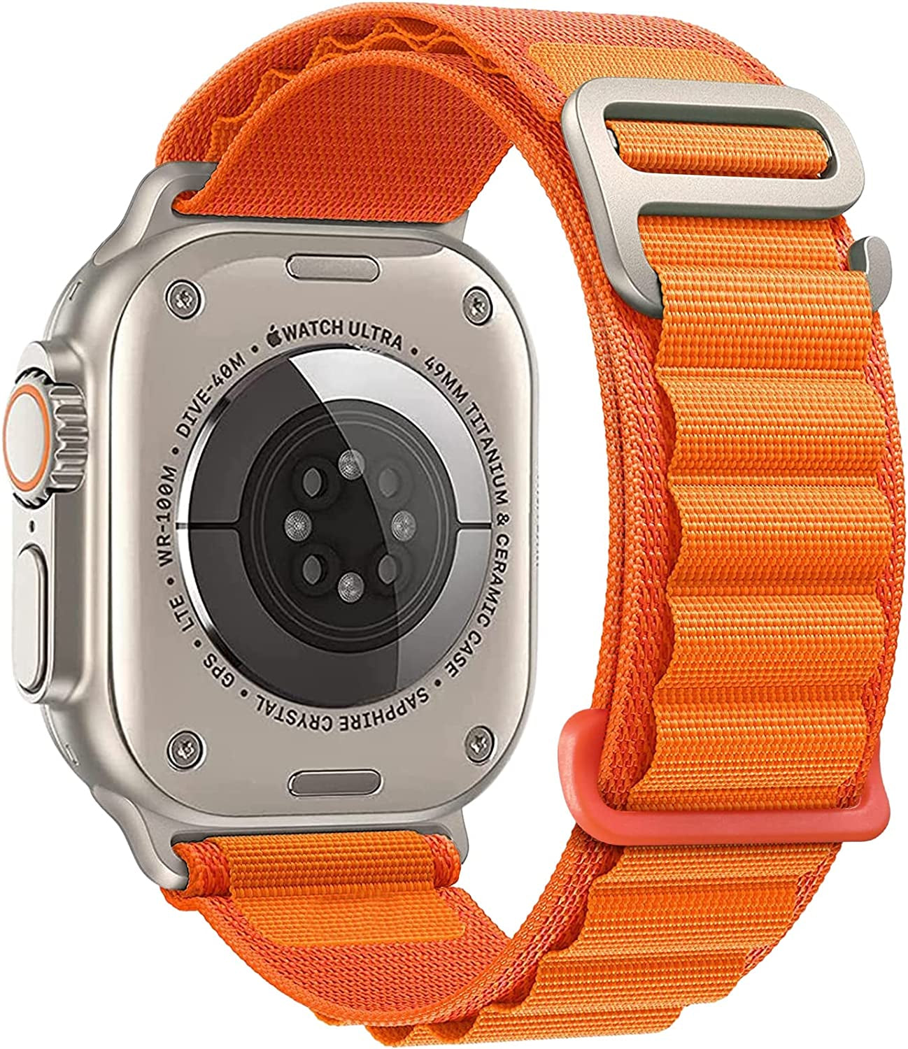 VNCAS Compatible with Apple Watch Ultra Band 49Mm 45Mm 44Mm 42Mm 38Mm 40Mm 41Mm Men Women, Rugged Alpine Loop Nylon Sport Bands with Titanium G-Hook Braided Stap for Iwatch Series SE 8 7 6 5 4 3 2 1  VNCAS Orange 49mm/45mm/44mm/42mm 