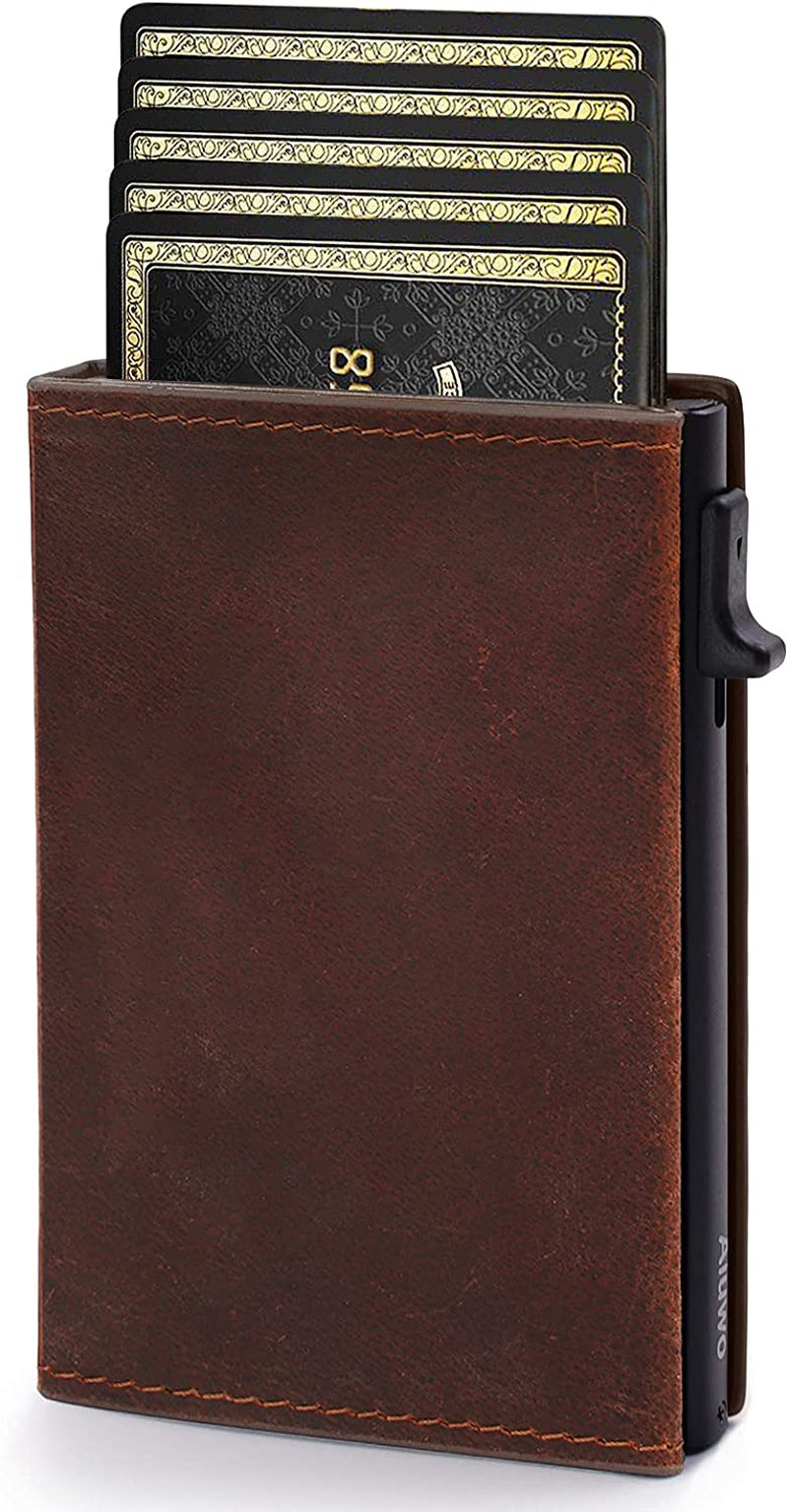 Aiuwo Wallet for Men Slim Wallet RFID Blocking Money Clip Wallets for Men,Minimalist Wallet for Men with Money Pocket  AIUWO E-Crazy Horse Brown  