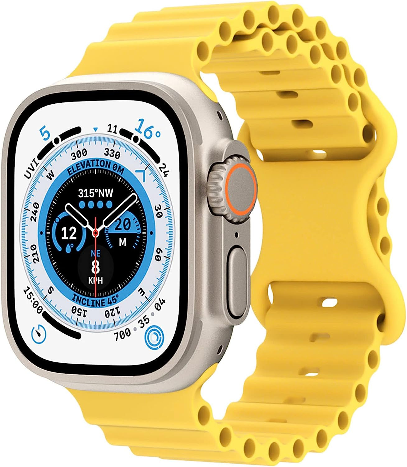 DAMAFE Silicone Band Compatible with Apple Watch Ultra Ocean Band 49Mm 45Mm 44Mm 42Mm 41Mm 40Mm 38Mm for Iwatch Ultra/Se/Series 8 7 6 5 4 3 2 1  DAMAFE Yellow 42mm/44mm/45mm/49mm 