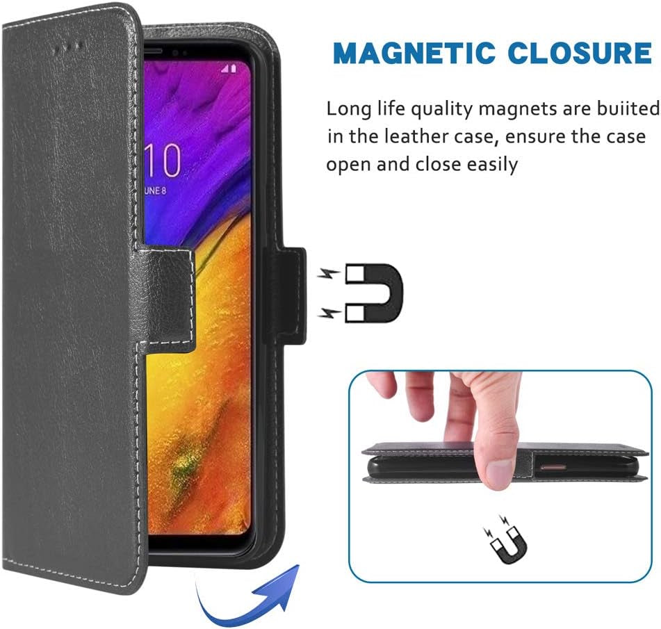 Phone Case for LG V35 Thinq V30 plus Folio Flip Wallet Case,Pu Leather Credit Card Holder Slots Full Body Protection Kickstand Protective Phone Cover for LGV30 LGV35 Thin Q LG30 LG35 V35Thinq Black  WWAAYSSXA   