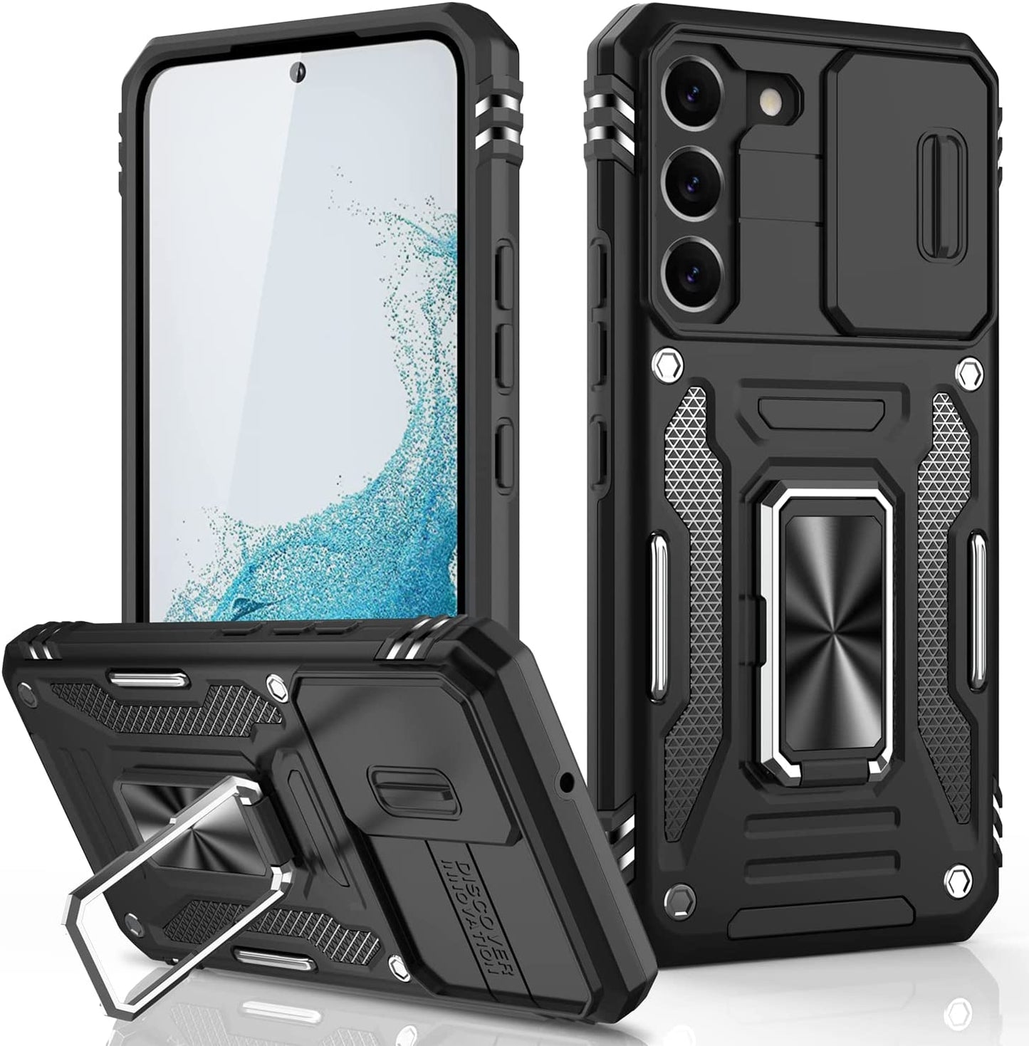 LUMARKE Galaxy S22 plus Case with Camera Cover,Samsung S22 plus Cover Pass 16Ft Drop Test Military Grade Heavy Duty Protective Phone Case with Kickstand for Samsung Galaxy S22 plus Black  LUMARKE   
