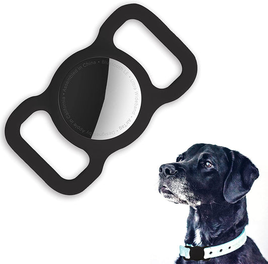 Protective Case Compatible for Apple Airtag 2021, 1 Pack Soft Silicone Dog Cat Collar Pet Loop Air Tag Holder Accessories, Lightweight Anti-Scratch Anti-Lost Shockproof(Black 1Pack)  Enspito   