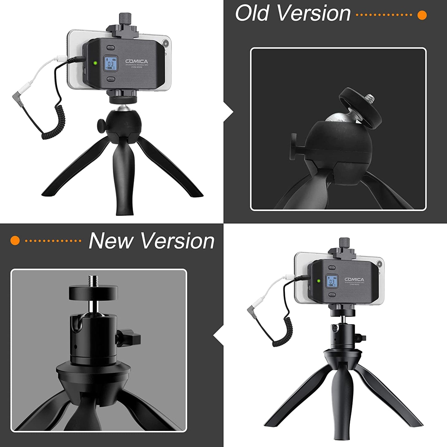 Wireless Microphone for Smartphone, Comica CVM-WS50(H) Handheld Microphone for Iphone/Android Phones Interview, Professional Recording Mic for Sing Video Vlog Youtube Tiktok Facebook Livestream  comica   