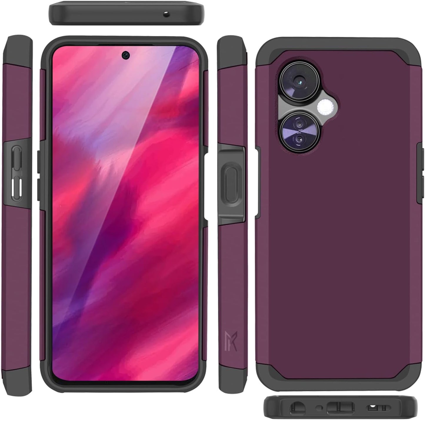 TJS Compatible for Oneplus Nord N30 5G Case, with Tempered Glass Screen Protector Dual Layer Hybrid (Magnetic Mount Friendly) Shockproof Drop Protection Impact Phone Case (Purple)  TJS   