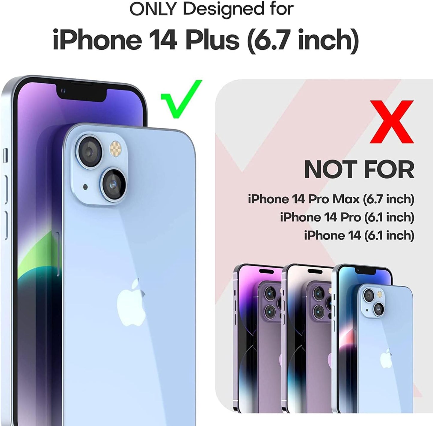 TAURI 5 in 1 Designed for Iphone 14 plus Case, [Not-Yellowing] with 2X Tempered Glass Screen Protector + 2X Camera Lens Protector, [Military-Grade Drop Protection] Slim Phone Case 6.7 Inch Clear  TAURI   