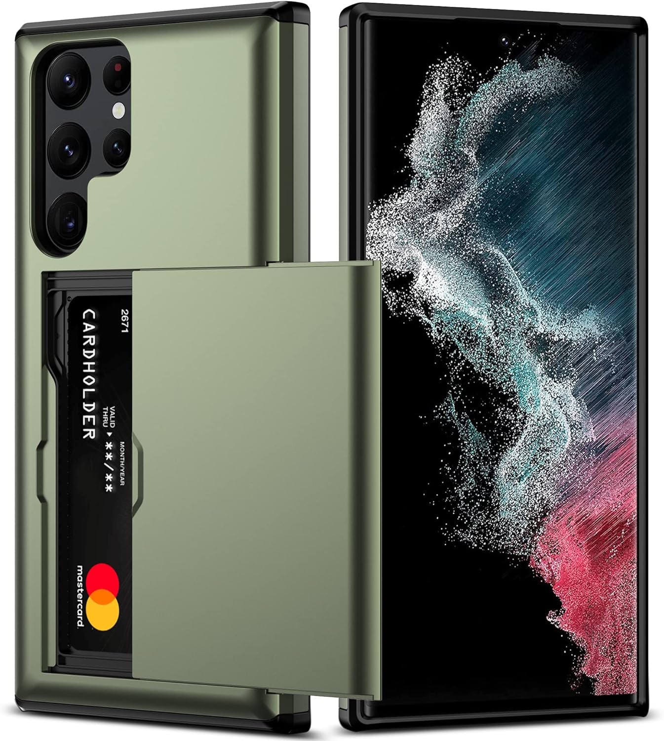 Nvollnoe for Samsung S22 Case with Card Holder 5G 6.1 Inch Slim Dual Layer Heavy Duty Protective Galaxy S22 Case Hidden Card Slot Wallet Case for Samsung S22(Rose Gold)  Nvollnoe Green For Galaxy S22 Ultra-6.8'' 