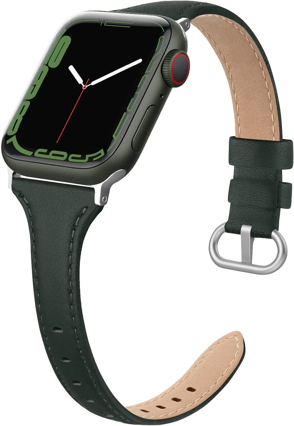 SWEES Leather Band Compatible for Apple Watch 38Mm 40Mm 41Mm, Slim Thin Dressy Elegant Genuine Leather Strap Compatible for Iwatch Series 8, 7, 6, 5, 4, 3, 2, 1, SE, Sport & Edition Women, Brown  SWEES Mount Green 38mm 40mm 41mm 