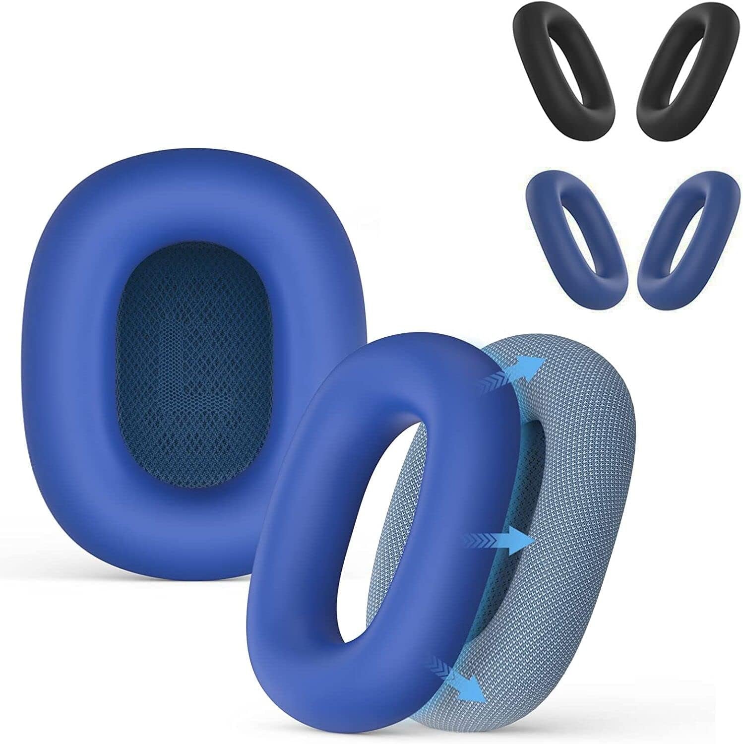 2 Pairs Ear Cushion Cover for Airpods Max, AKWOR Silicone Ear Pad Case Compatible with Airpods Max Headphones Cushions, Dirt-Resistant, Sweat-Proof and Washable(Blue and Black)  AKWOR   