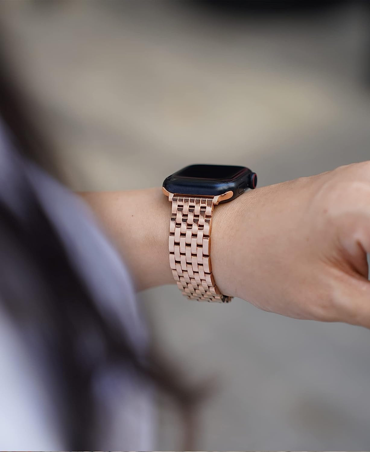 Watch Bands for Apple Watch 38Mm 40Mm 41Mm 42Mm 44Mm 45Mm for Women, Dressy Seven-Link Bands for Apple Watch Stainless Steel Metal Bands Compatible with Apple Watch 7,6,SE,5,4,3,2,1 for Iwatch Bands, Silver Gold Rose Gold  Memori Planet   