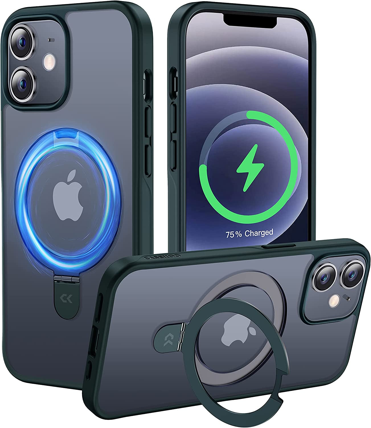 CASEKOO for Iphone 13 Case/Iphone 14 Case with Magnetic Invisible Stand [Military Drop Protection] [Compatible with Magsafe] Shockproof Slim Translucent Matte Phone Cases for Men Women 6.1 Inch, Blue  CASEKOO Green iPhone 12/12 Pro 