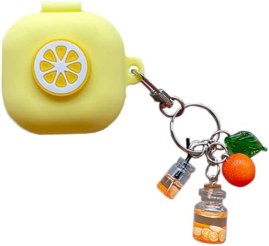 3D Fruit Headphones Case Compatible with Samsung Galaxy Buds Live(2020) Silicone Case with Lovely Accesories Kids Teens Girls Women Funny Kawaii Cover for Galaxy Buds Pro(2021) (Red Cherries)  SINQERISHT Yellow Lemon  