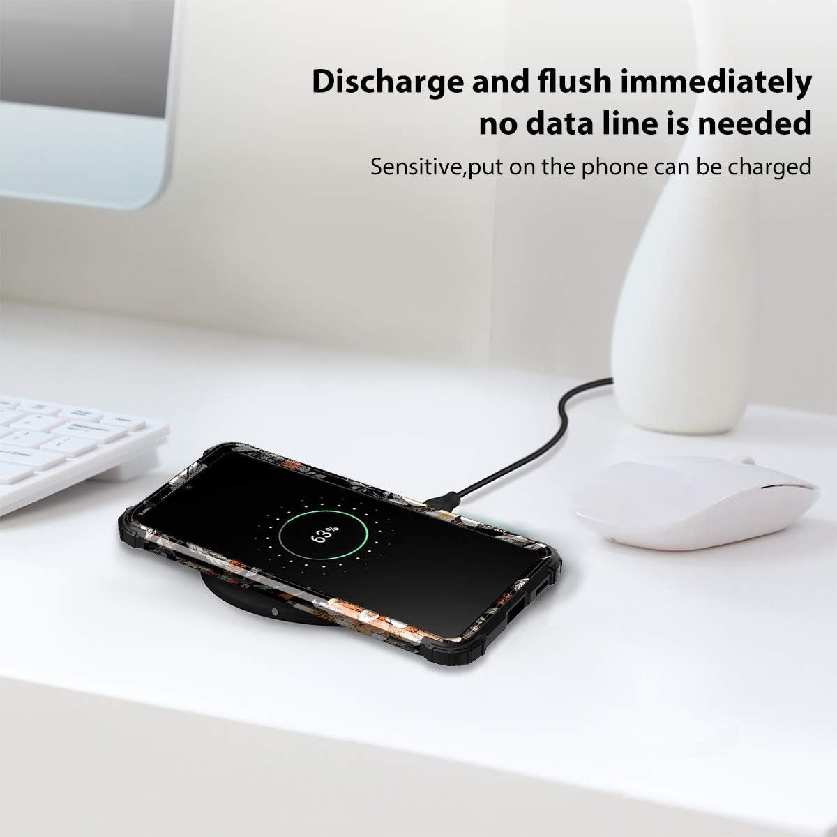 Casetego for Galaxy S21 5G Case,Floral Three Layer Heavy Duty Sturdy Shockproof Soft Tpu+Hard PC Protective Cover Case for Samsung Galaxy S21 5G 6.2 Inch,Orange/Black  Casetego   