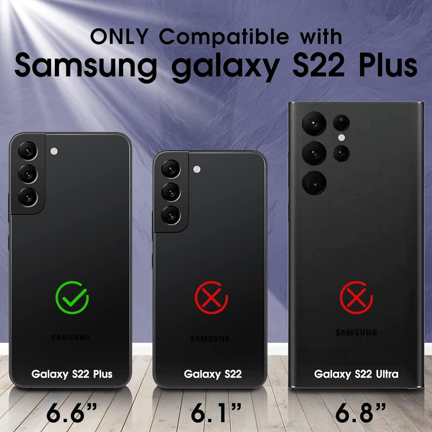 Compatible with Samsung Galaxy S22 plus Case, S22 plus Case with HD Screen Protector with Slide Camera Cover, 360°Rotation Ring Kickstand [Military Grade] Case for Galaxy S22+/S22 plus （Blue  Gritup   