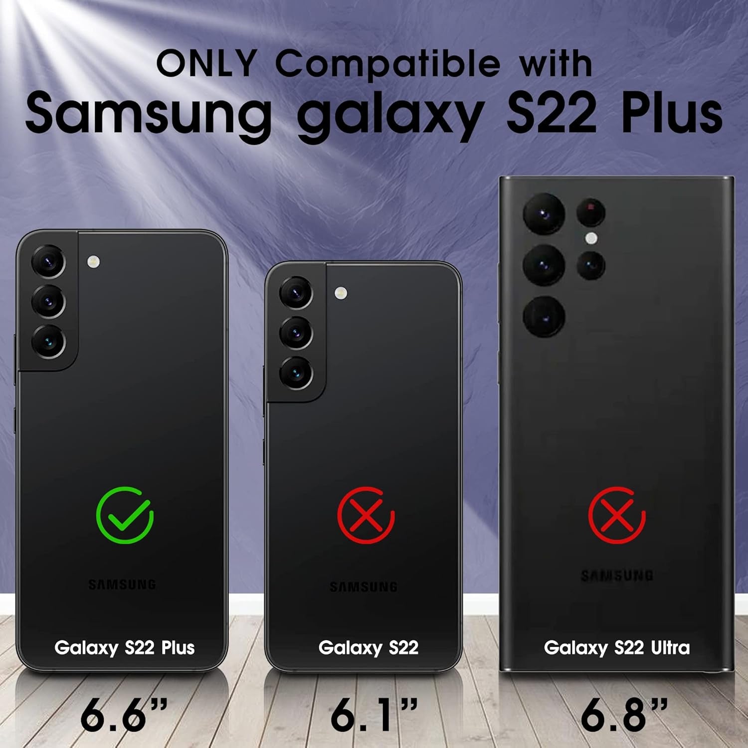 Compatible with Samsung Galaxy S22 plus Case, S22 plus Case with HD Screen Protector with Slide Camera Cover, 360°Rotation Ring Kickstand [Military Grade] Case for Galaxy S22+/S22 plus （Blue  Gritup   