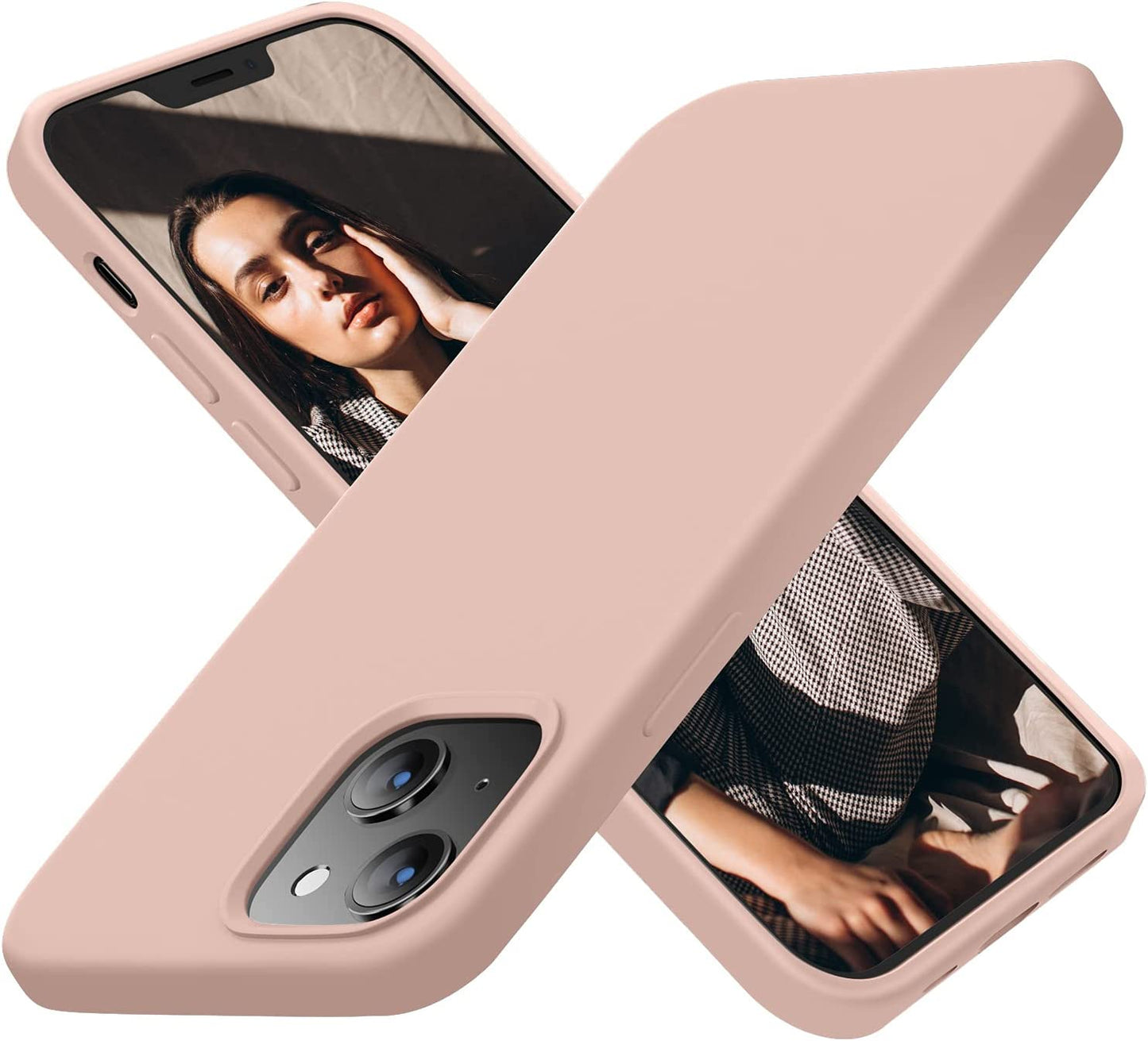 Cordking Designed for Iphone 13 Case, Iphone 14 Case, Silicone Ultra Slim Shockproof Protective Phone Case with [Soft Anti-Scratch Microfiber Lining], 6.1 Inch, Blue  Cordking Pinksand  