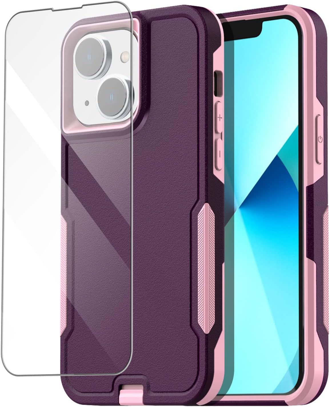 Aicase for Iphone 13 Case with Glass Screen Protector,Heavy Duty Drop Protection Full Body Rugged Shockproof Military Protective Tough Durable Cover for Iphone 13 6.1"_4  AICase   