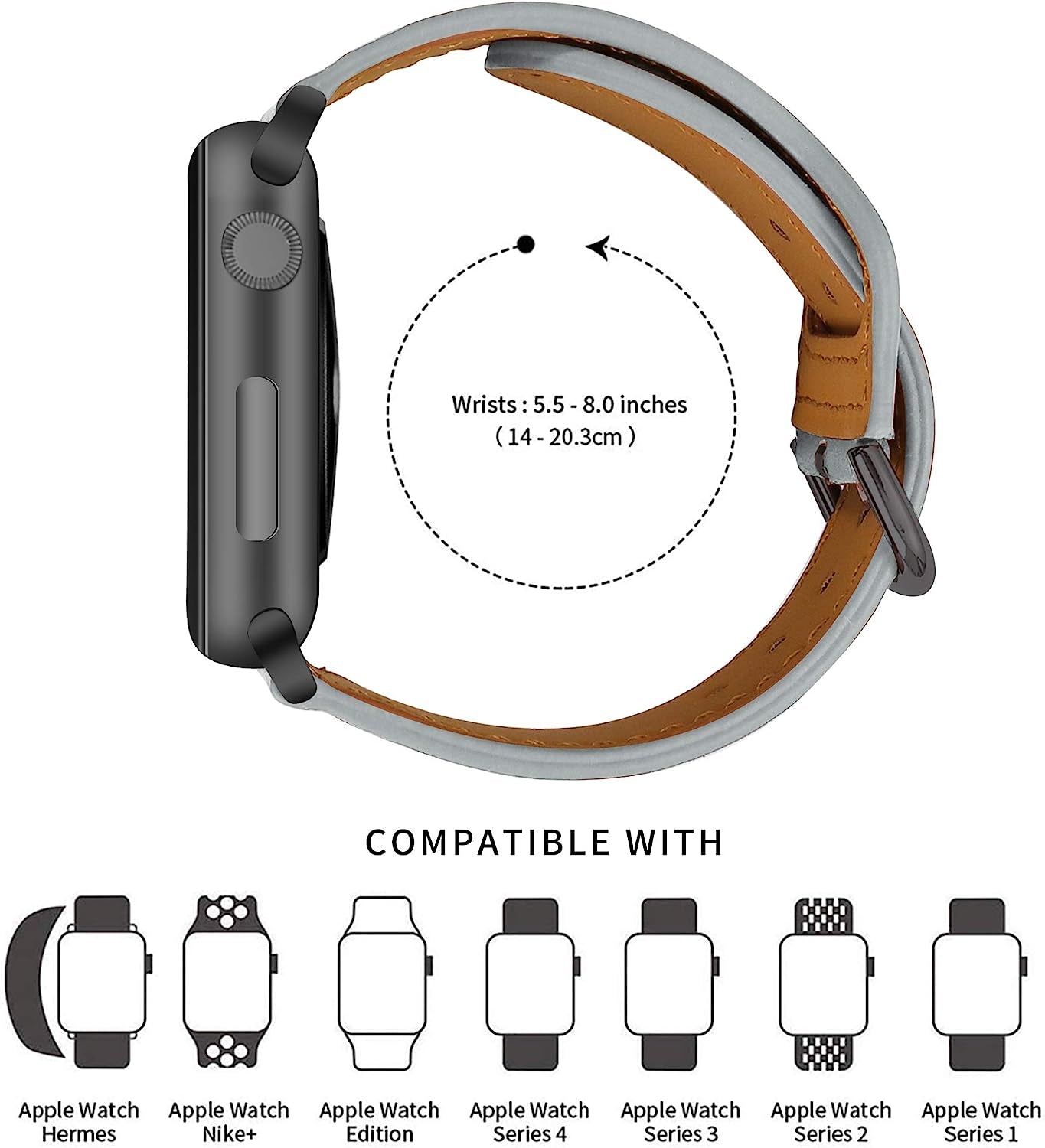 ONMROAD Leather Bands Compatible with Apple Watch 38Mm 40Mm 41Mm 42Mm 44Mm 45Mm, Genuine Leather Replacement Band for Iwatch Series7 6 5 4 3 2 1 SE, Leather Apple Watch Strap for Women & Men  ONMROAD   