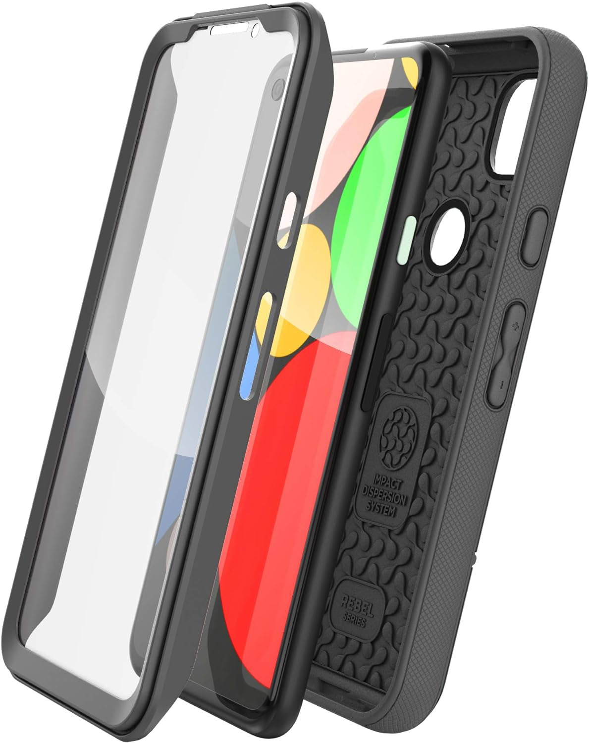 Encased Pixel 4A Case with Screen Protector (Rebel Shield) Rugged Full Body Protective Cover with Build-In Screen Guard for Google Pixel 4A - Black  Encased   