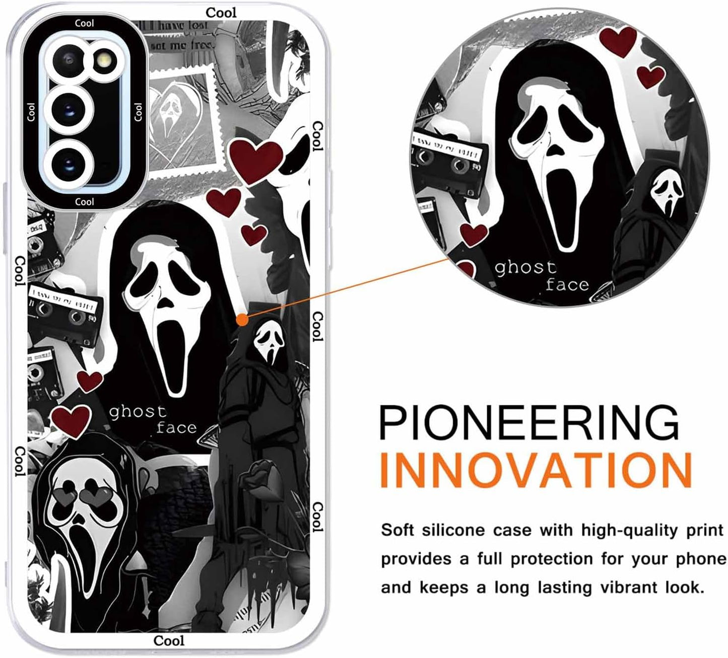 2 × Phone Case for Samsung Galaxy S20/S11E Case Clear 6.2",Scream Horror Movie Printed, Cute Skull Pattern Design Transparent Cases for Women Men Girls, Soft TPU Funda for Samsung S20/S11E,Ghost Face  DZY US   