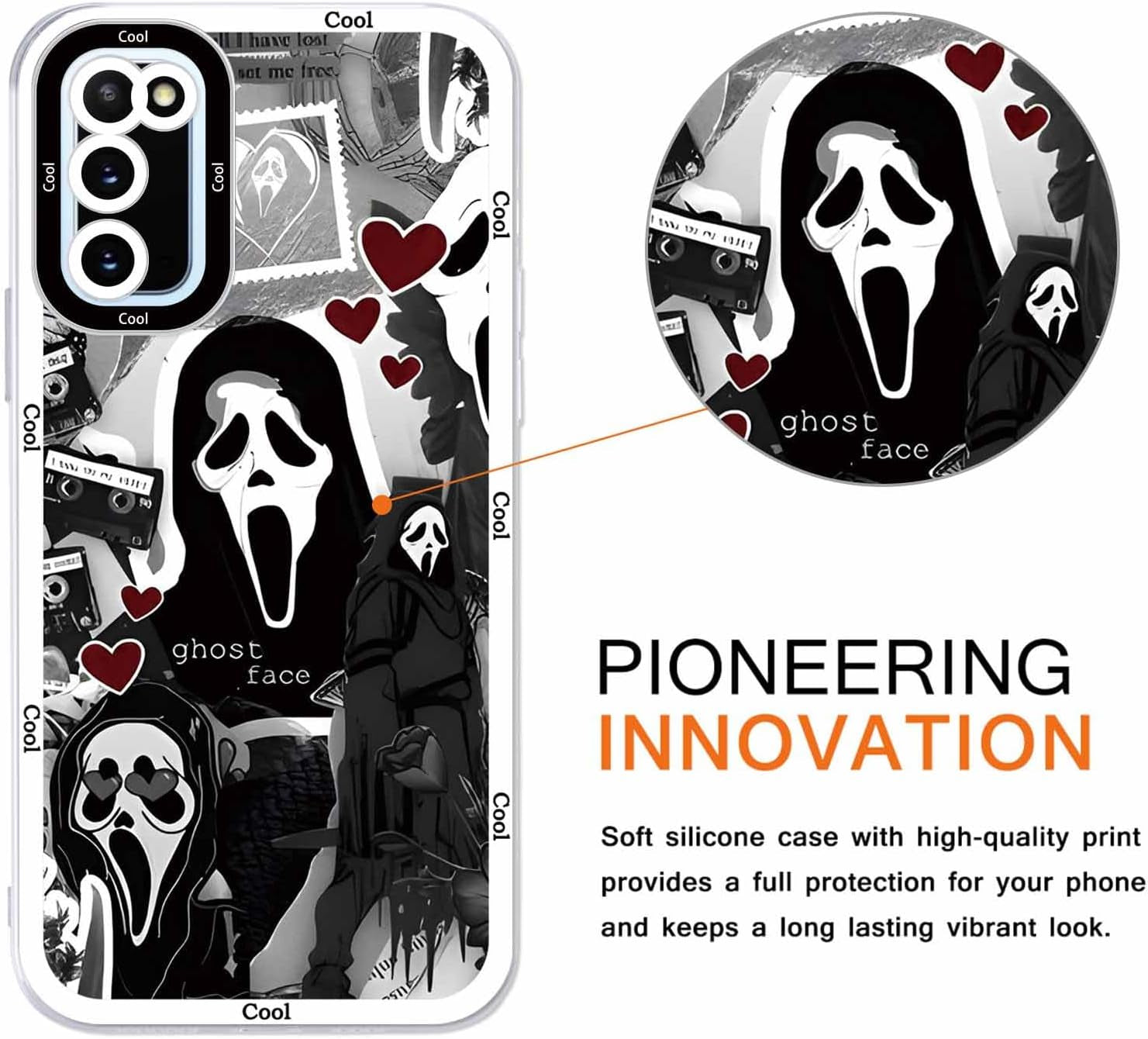 2 × Phone Case for Samsung Galaxy S20/S11E Case Clear 6.2",Scream Horror Movie Printed, Cute Skull Pattern Design Transparent Cases for Women Men Girls, Soft TPU Funda for Samsung S20/S11E,Ghost Face  DZY US   