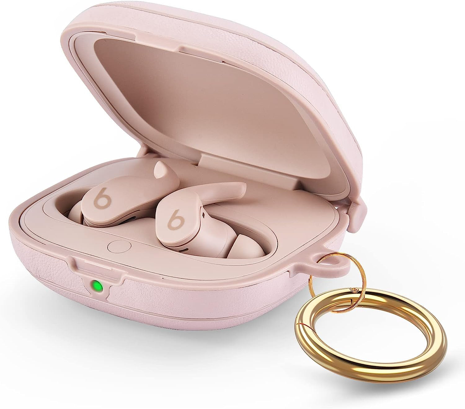 Leather Beat Fit Pro Case Cover,V-Moro Genuine Leather Skin Case Cover for Beats Fit Pro 2021 Earbuds Protective Cover with Keychain Accessories for Women Men(Dune)  V-MORO Moon  