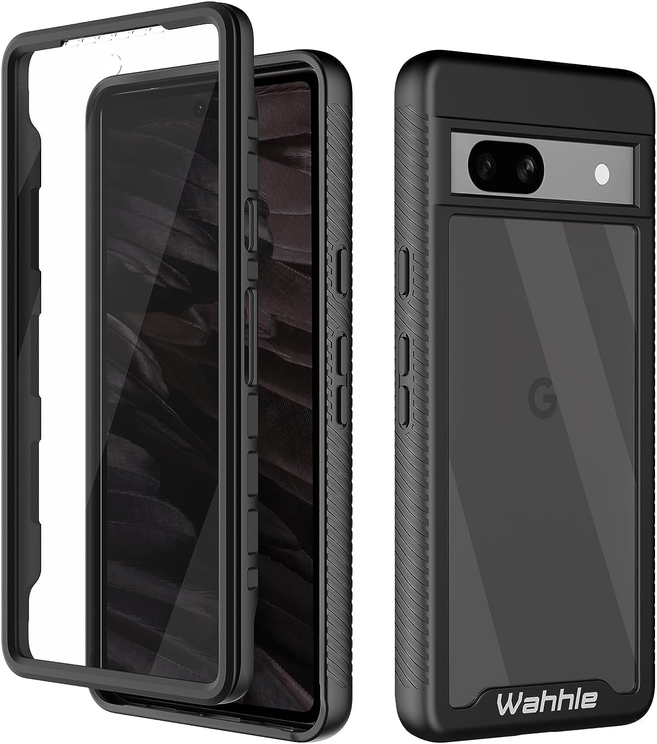 Wahhle Oneplus Nord N200 5G Case, Built in Screen Protector Full Body Shockproof Slim Fit Bumper Protective Phone Cover for 1+ Nord N200 5G Men Women-Black/Clear  wahhle Black Google Pixel 7A 