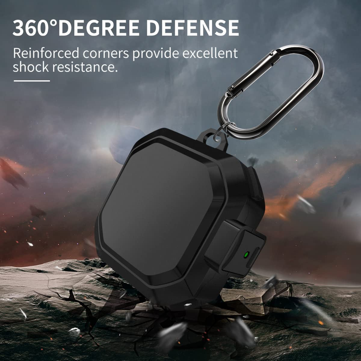 With Lock Cover for Galaxy Buds2 Pro Case 2022/ Galaxy Buds Pro Case 2021/ Galaxy Buds 2 Case 2021/ Galaxy Buds Live Case 2020, Silicone+Pc Shockproof Case with Keychain/Straps/Ring/ Brush (Black)  AIBEAMER   