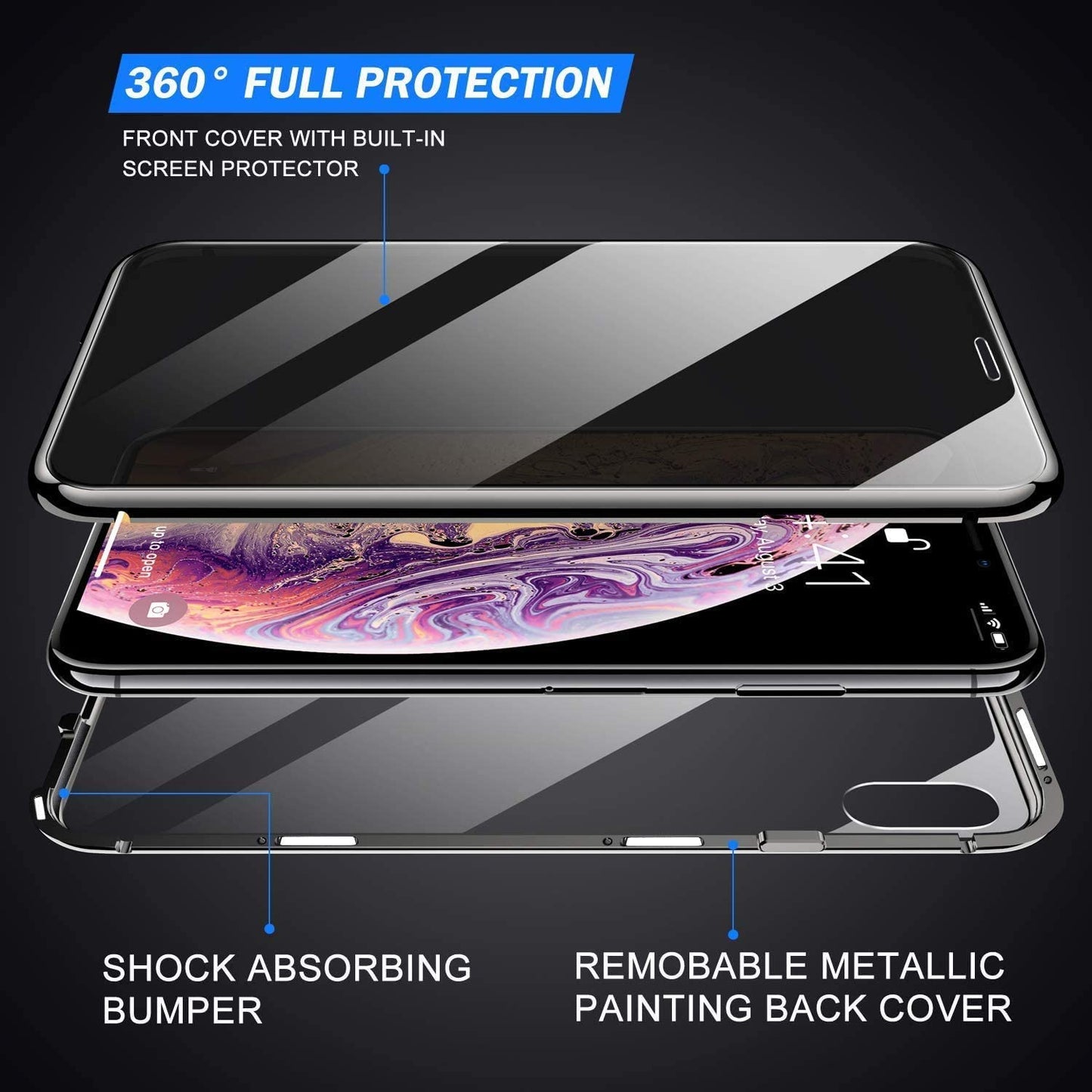 ACCREW Privacy Magnetic Case Compatible with Iphone 12 Pro Max, anti Peep Magnetic Adsorption Privacy Screen Protector Double Sided Tempered Glass Metal Bumper Frame anti Peeping Anti-Spy Phone Case  Techicon   
