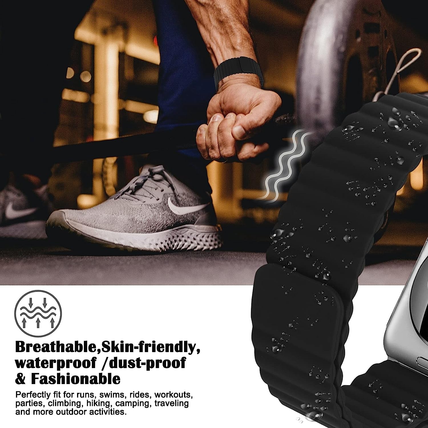 ZOMFOM Magnetic Band Compatible for Apple Watch 42Mm 44Mm 45Mm 49Mm, Sport Silicone Adjustable Loopback Wristband for Iwatch Series 8 7 6 5 4 3 2 1 SE  ZOMFOM   