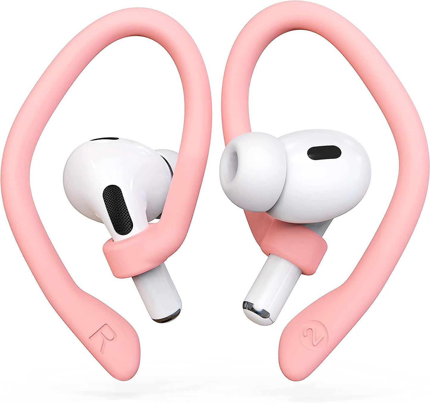 [2 Pairs] Damonlight Ear Hooks for Airpods Pro 2 & 1, Airpods 3 & 2 & 1, Airpod Ear Hook, Anti-Slip Comfortable Fit, Ergonomic Design, Airpods Accessories (Medium, White)  DamonLight Pink Medium 
