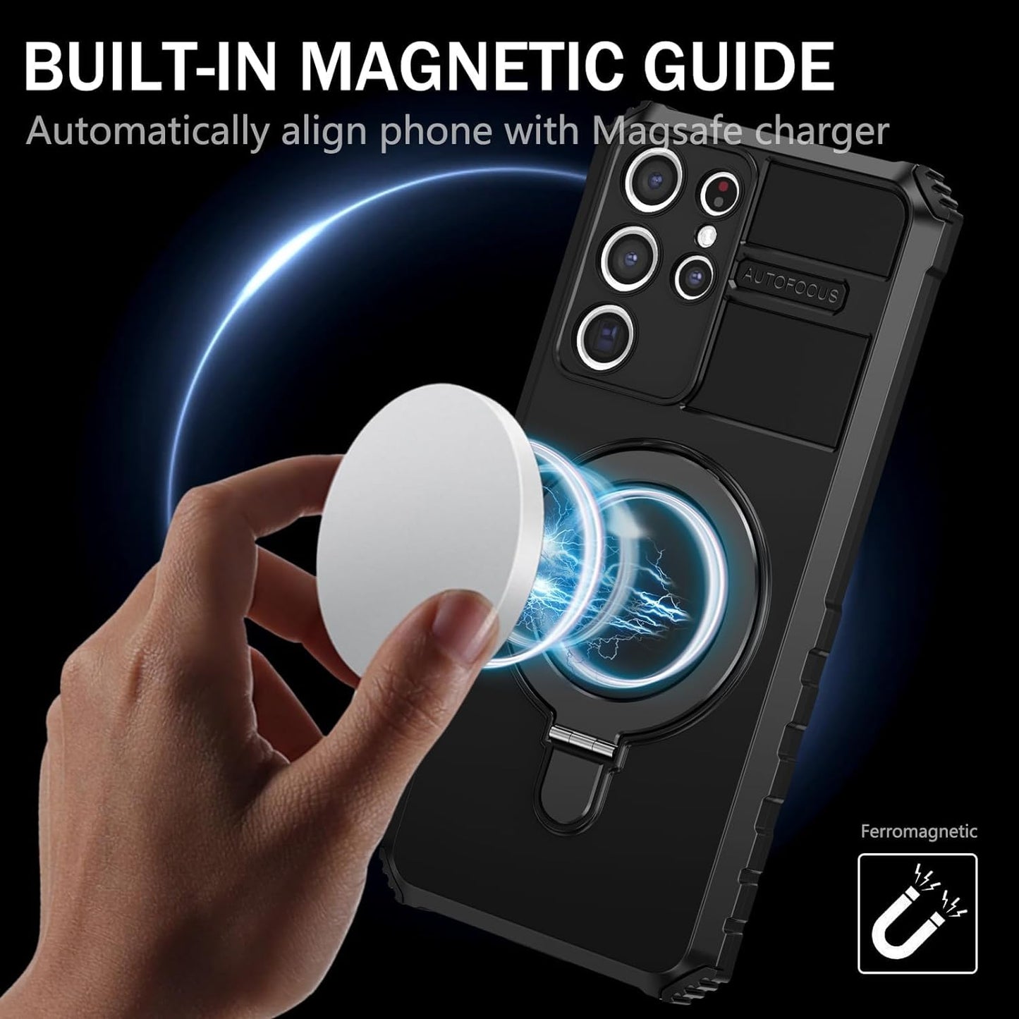 THMEIRA Samsung Galaxy S22 Ultra Magnetic Case [Compatible with Magsafe] Samsung Galaxy S22 Ultra Case with Ring Kickstand, Military Grade Heavy Duty Case for Samsung S22 Ultra, Green  THMEIRA   