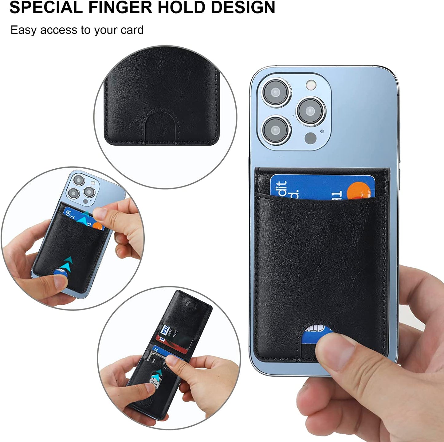 KIHUWEY for Magsafe Wallet Card Holder with Magnetic, Mag Safe Leather Detachable Kickstand RFID Wallet for Iphone 14 Pro Max/14 Pro/14/14 Plus/13 Pro Max/13 Pro/13/12 Pro Max/12 Pro/12 (Black)  KIHUWEY   