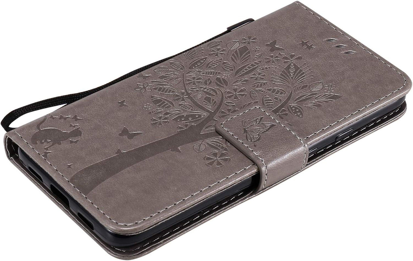 LEMAXELERS Google Pixel 4A 5G Case Embossed Wishing Tree Wallet Shockproof Case Flip Premium PU Leather Magnetic Card Slots with Stand Cover for Google Pixel 4A 5G / Pixel 5 XL Wishing Tree Gray KT  LEMAXELERS   