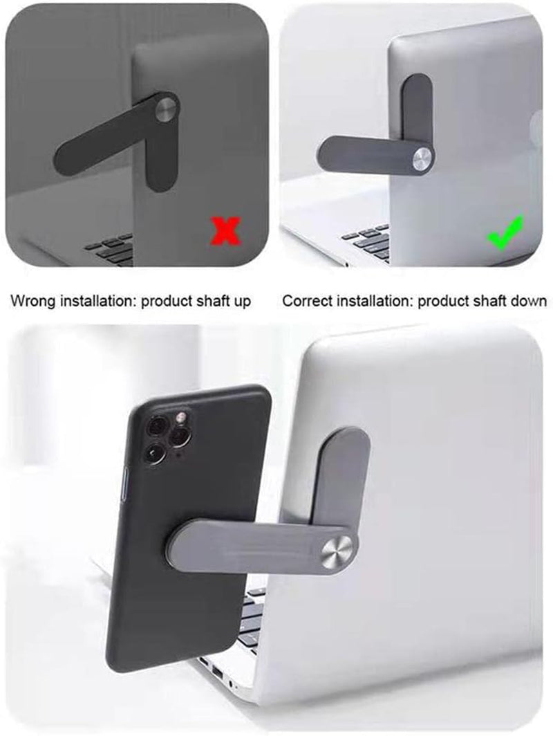 Magnetic Phone Holder for Laptop, Adjustable Foldable Monitor Side Mount Clip, Portable Expansion Bracket for Smartphone. (Black)  High3Up   