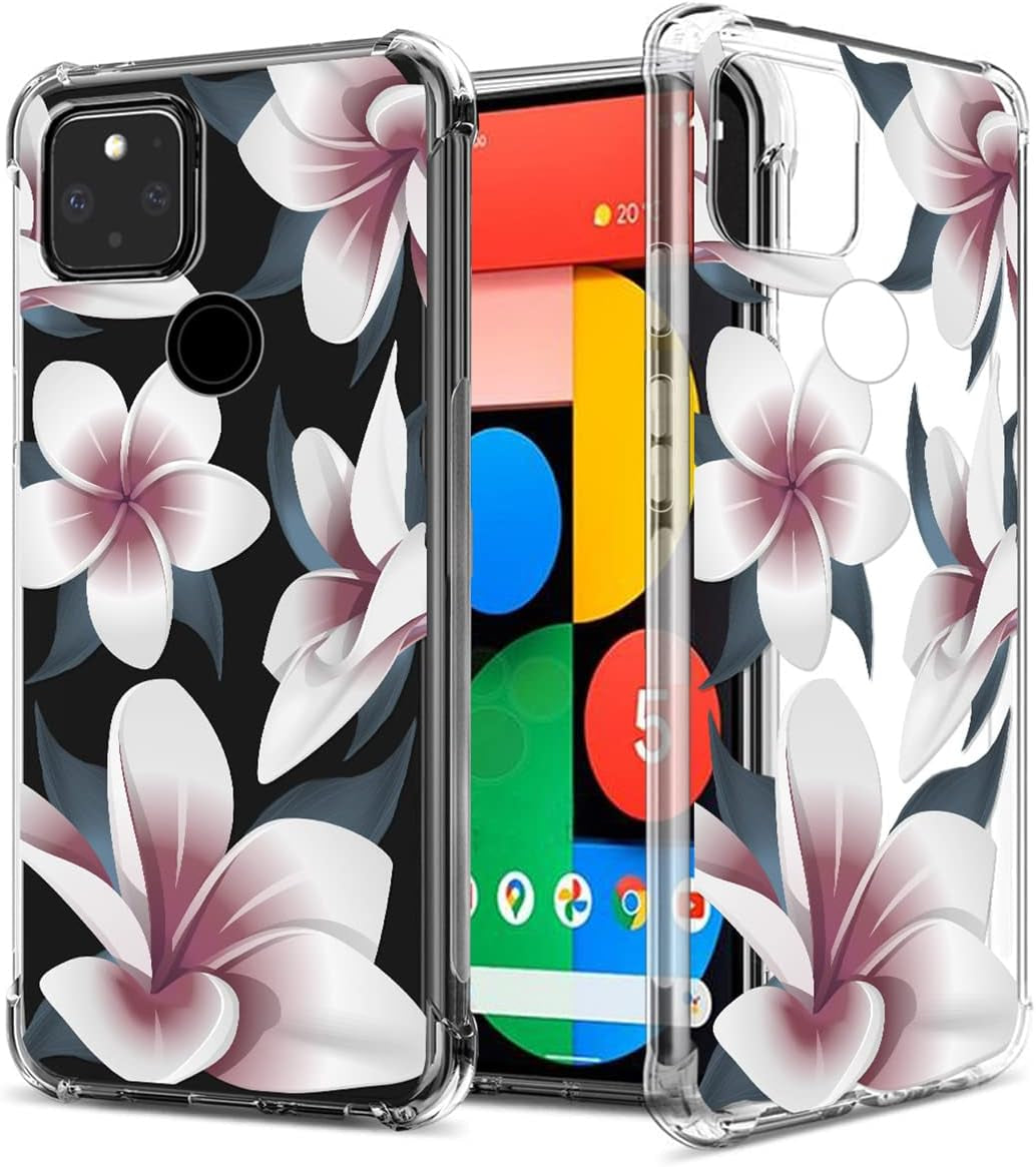 GREATRULY Floral Clear Case for Pixel 5 for Women/Girls,Pretty Phone Case for Google Pixel 5 (2020),Flower Design Slim Soft Transparent Drop Proof TPU Bumper Cushion Silicone Cover Shell,Fl-S  GREATRULY Fl-19 Clear Only For Google Pixel 5 