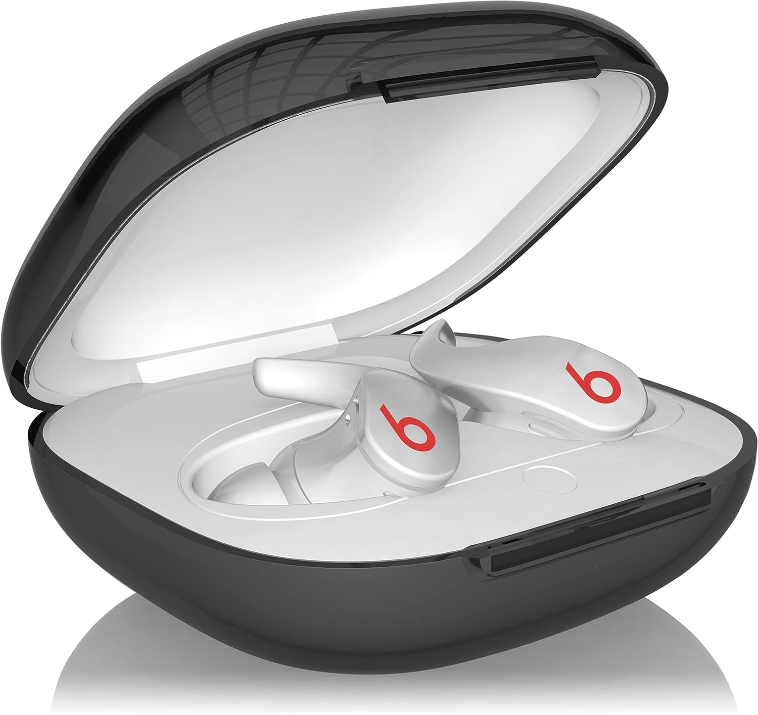 JDHDL Soft TPU Case for Beats Fit Pro, Transparent Waterproof Shock-Absorbing Protective Skin Cover Case Accesorries with Keychain for Wireless Headphones (Transparent Black)  JDHDL   