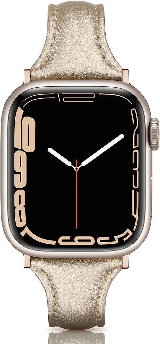 Eyamumo Leather Band Compatible for Apple Watch Band 38Mm 40Mm 41Mm, Slim Thin Elegant Genuine Leather Strap Compatible for Iwatch Series 8, 7, 6, 5, 4, 3, 2, 1, SE, Sport & Edition for Women  Eyamumo   