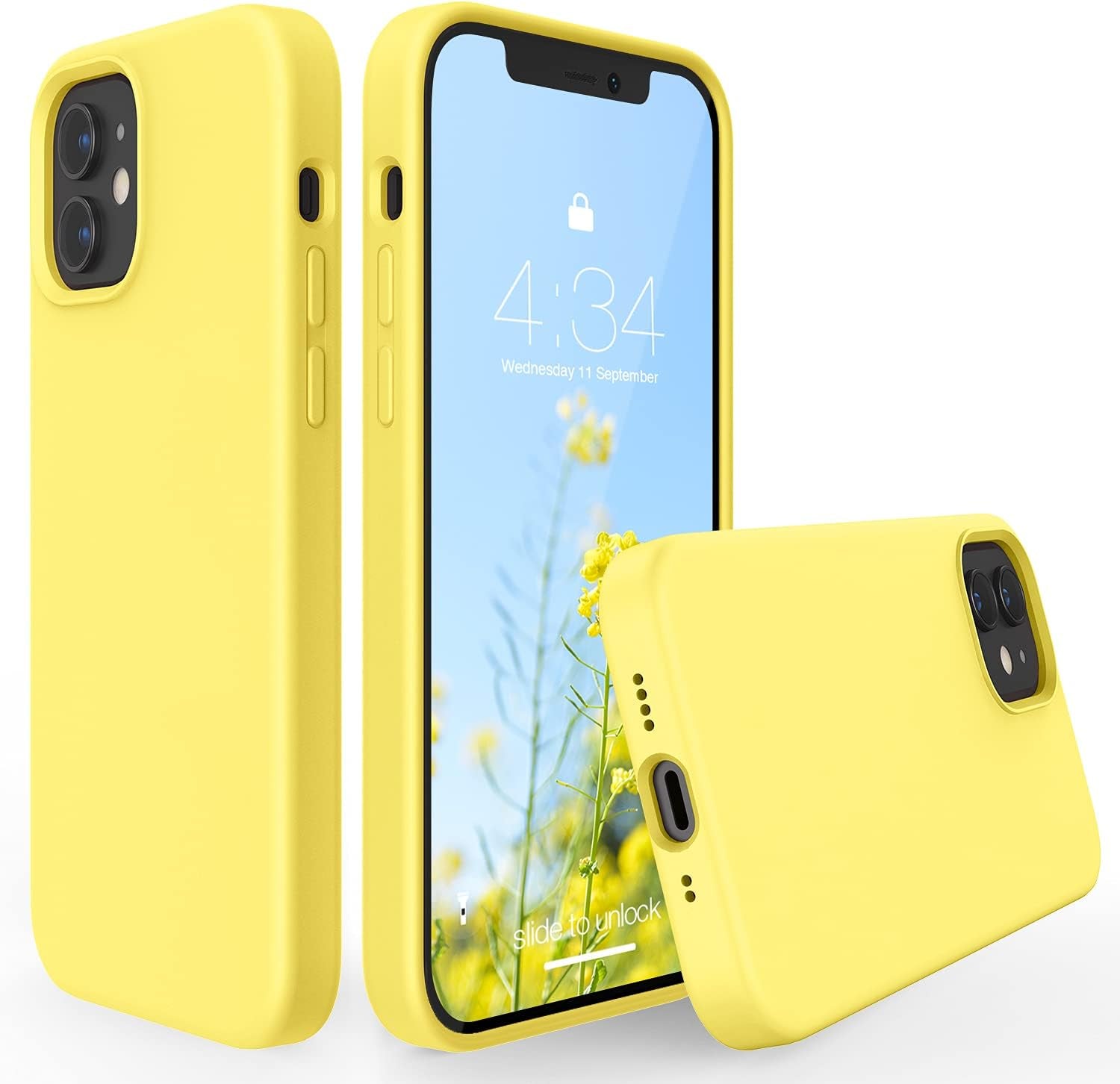 ABITKU Compatible with Iphone 12 Mini Case, [Silky Series] Slim Liquid Silicone Full Body Protection Shockproof Cover 5.4 Inch, Red Coral  abitku Yellow  