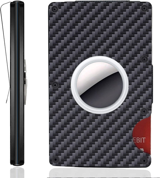 FLANCCI Airtag Wallet for Men, Minimalist Carbon Fiber Metal Front Pocket Wallet with Money Clip, RFID Blocking Slim Cash Card Wallet, Apple Airtag Holder, with GIFT BOX [Airtag Is NOT Included]  NOON NEVADA INC   