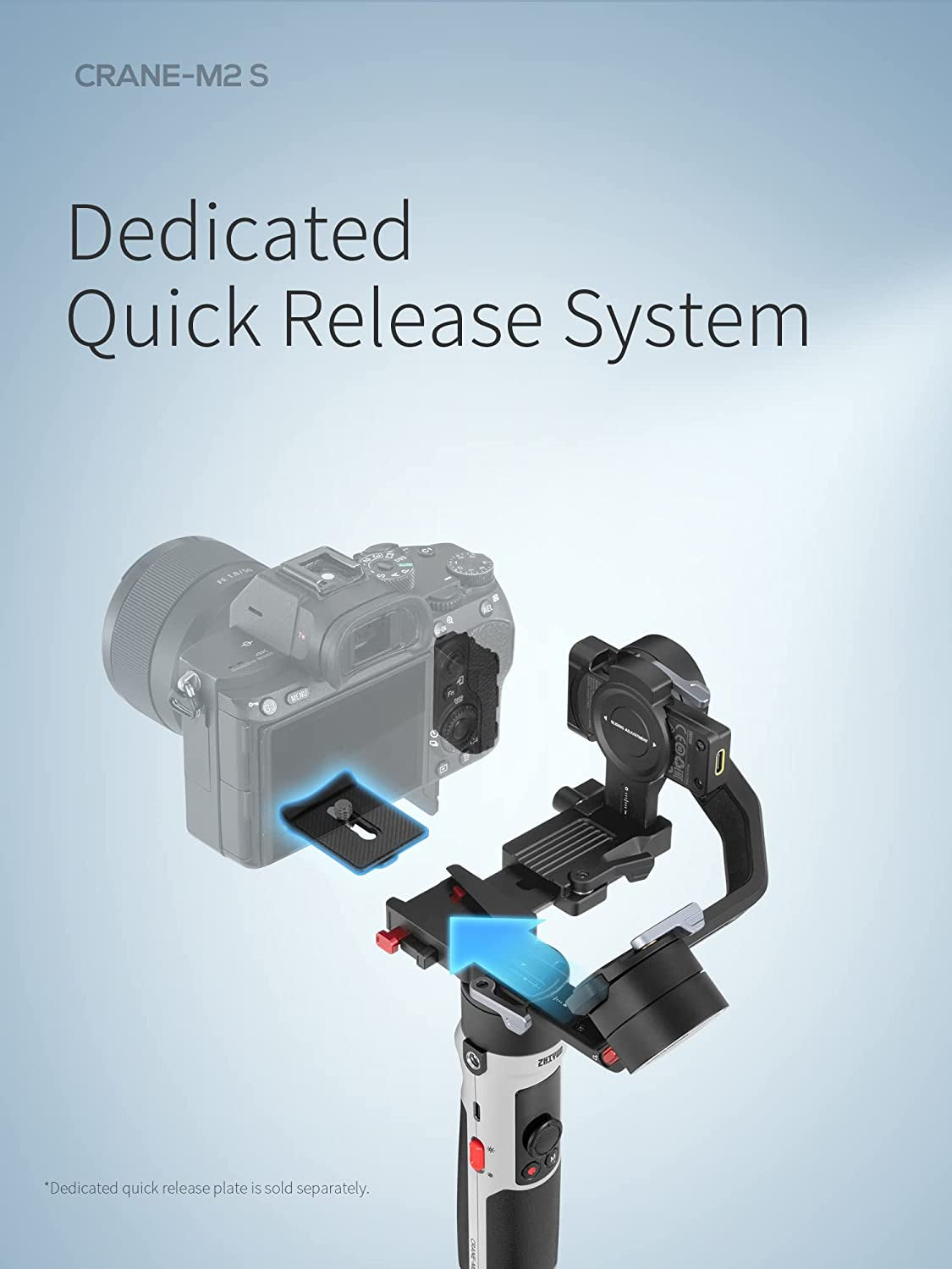 Zhiyun Crane M2S Handheld 3-Axis Stabilizer, Gimbal Stabilizer for Mirrorless Camera, Gopro, Action Camera, Smartphone  zhi yun   