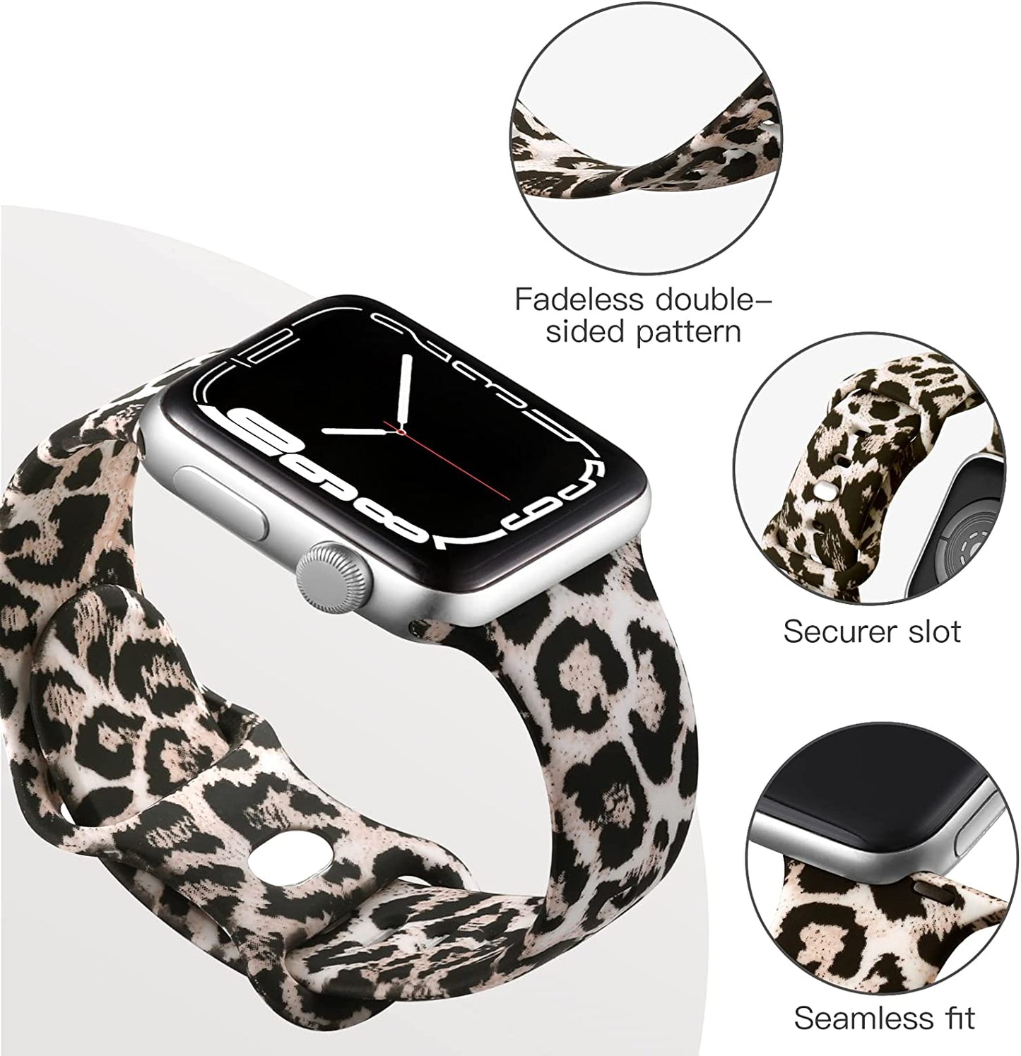 Easuny Compatible with Apple Watch Band 38Mm 40Mm 41Mm 42Mm 44Mm 45Mm 49Mm Women Men, Soft Silicone Double Sided Printed Pattern Sport Replacement Strap Cute for Iwatch SE Series 8 7 6 5 4 3 2 1 Ultra  Easuny   