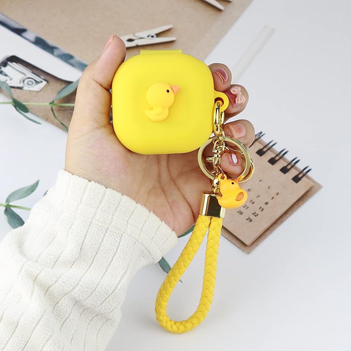 Wonhibo Cute Duck Case for Samsung Galaxy Buds 2 Pro/Galaxy Buds 2/ Galaxy Buds Pro/Galaxy Buds Live,Silicone Earbuds Cover with Keychain  Wonhibo headphone case   