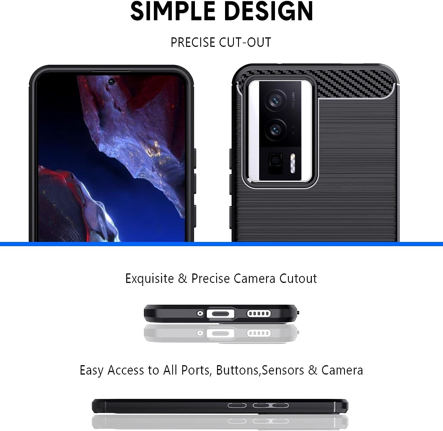 Natbok Compatible with Xiaomi Poco F5 Pro Case, Flexible TPU [Brushed Texture] [Anti-Slip] Shockproof Military Protection Bumper Phone Case,Slim Case Cover Compatible with Poco F5 Pro,Black  Natbok   