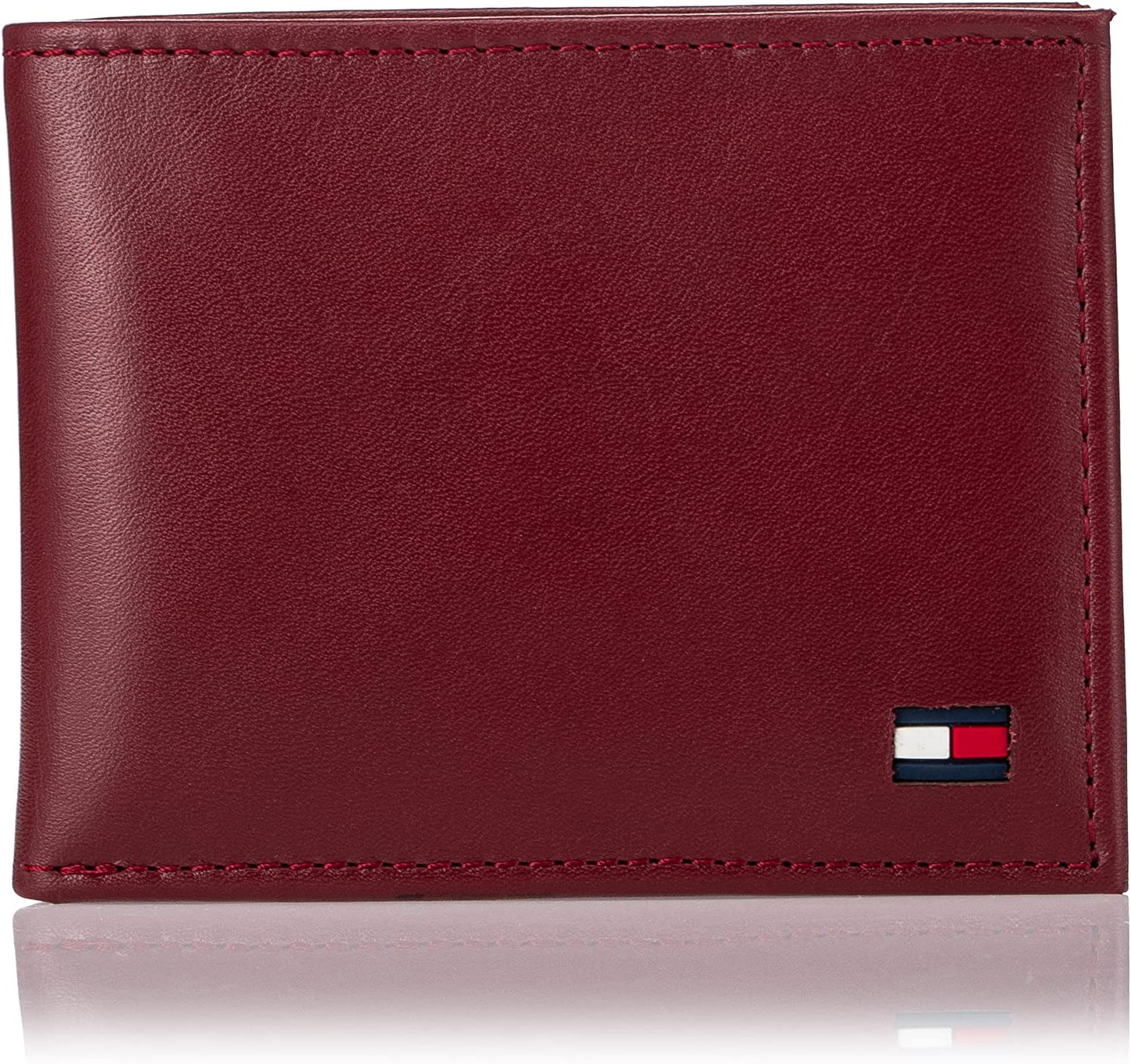 Tommy Hilfiger Men'S Genuine Leather Passcase Wallet with Multiple Card Slots  Tommy Hilfiger Men's Accessories Deep Red One Size 